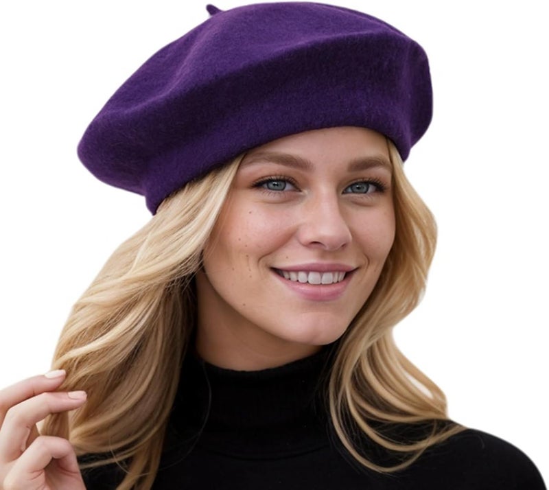 EGANO Women's ​​Beret Hats​​ - French Wool Blend Winter Cap, 70% Wool All-Season Soft ​​Beret Hats for Women​​ (Multi-Color)​ - Image 1